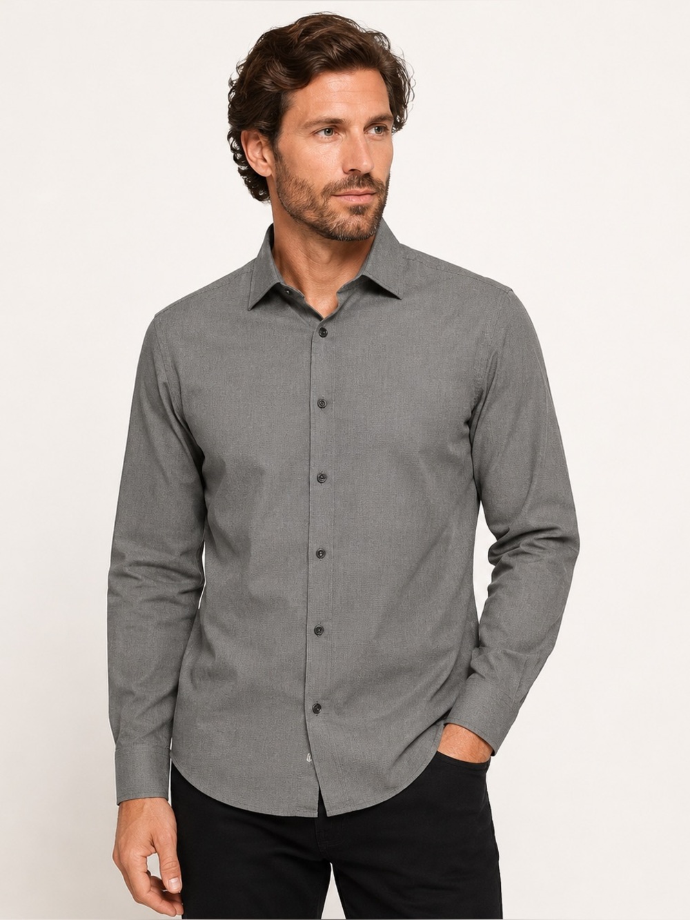 Armani Collezioni Men’s Gray Dress Shirt 42 16.5 Long Sleeve Button Down